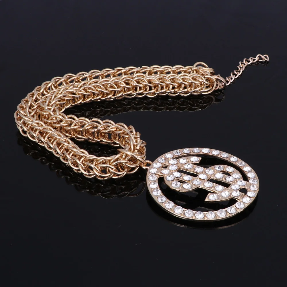 Модный Ювелирный Набор американский доллар денежный кулон золотой цвет цепочка