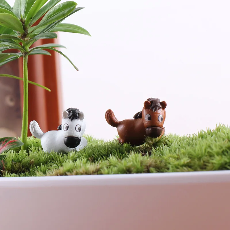 2 шт. миниатюрный милый лежа лошадь Смола ремесло искусственное животное