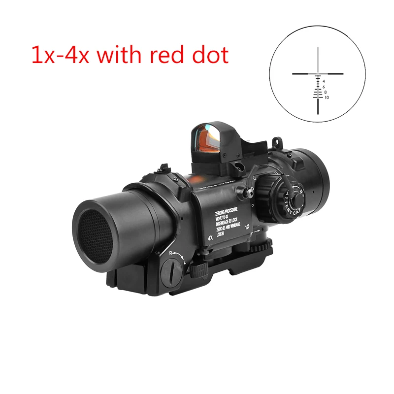 Тактический 1x-4x фиксированной двойного назначения Сфера с Мини Red Dot прибор с прицелом-красной точкой зрения для стрельба из винтовки