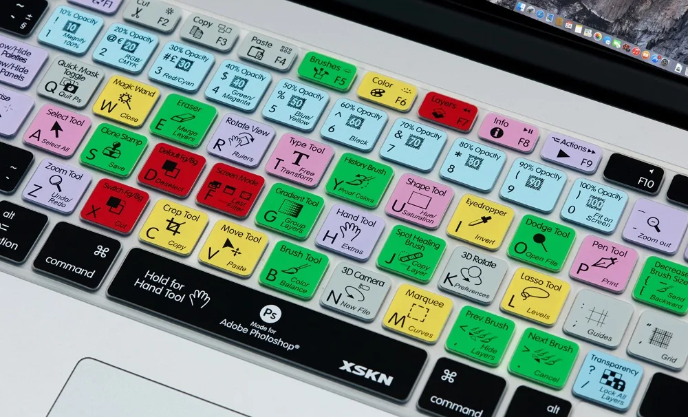 XSKN Adobe Photoshop силиконовый чехол для клавиатуры Macbook Pro Air 13 15 функциональный горячий