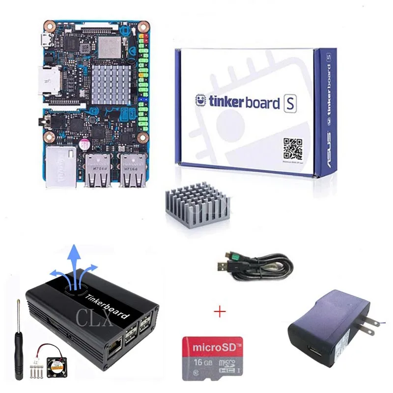 Kit D Плата ASUS SBC Tinker S RK3288 SoC 1,8 ГГц четырехъядерный процессор, 600 МГц Mali-T764 GPU 2 Гб LPDDR3 и 16 Гб eMMC TinkerboardS - Цвет: Kit D