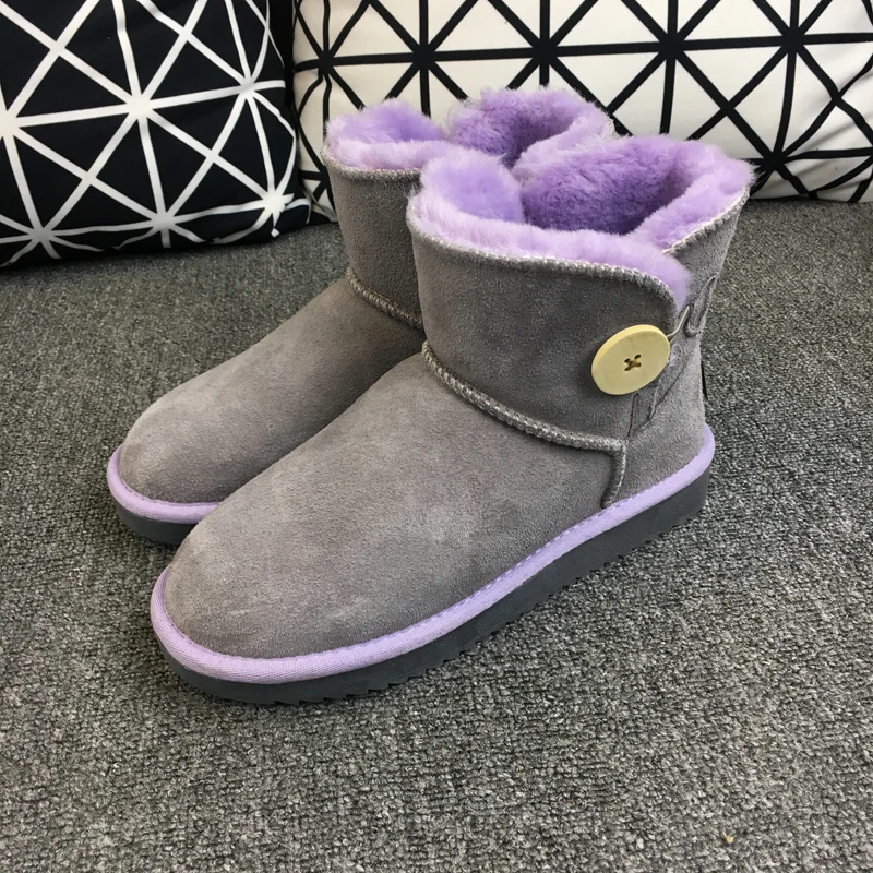 3352 Gray purple DAGNINO/Новинка; женские зимние ботинки в австралийском стиле; бренд; высокое качество; Классическая обувь из натуральной кожи на пуговицах; зимняя теплая плюшевая женская обувь - Цвет: 3352 Gray purple