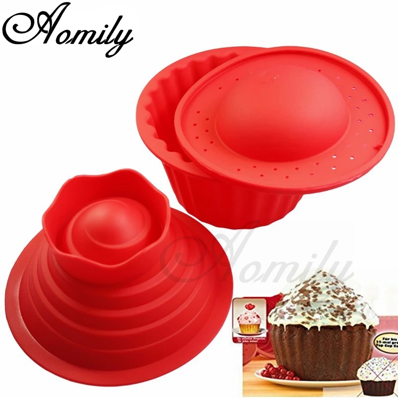 

Aomily 3pcs/set Silicone Cupcake Dessert Birthday Cake Ice Cream Mold Muffin Baking Nonstick and Heat Resistant Reusable Mould