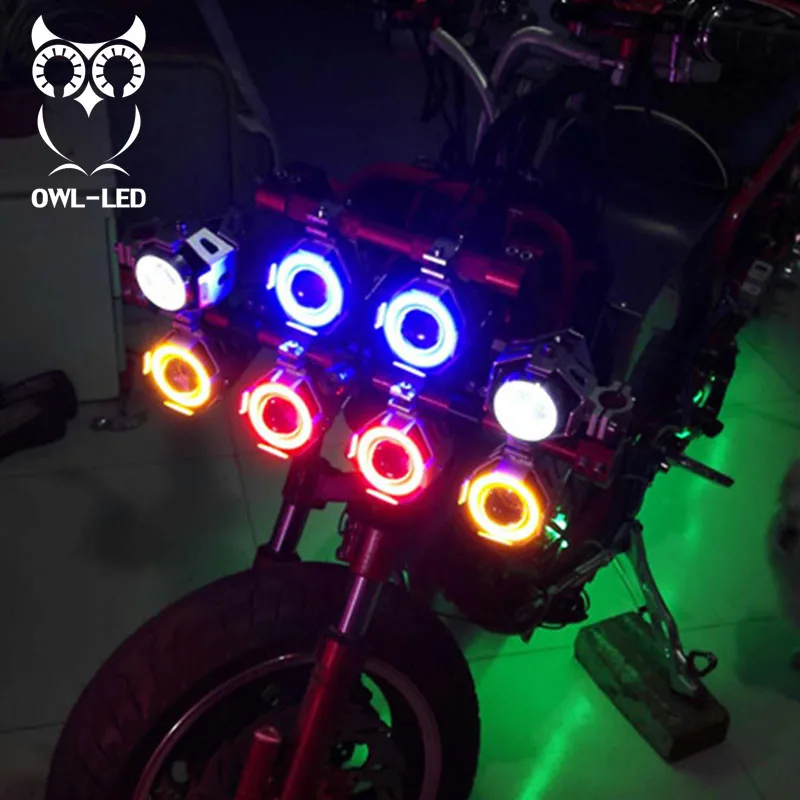 2 шт. 125 Вт мото rcycle головной светильник W/Angel Eye Devil 3000LM Moto Точечный U7 LED для вождения