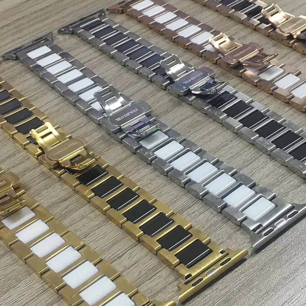 Браслет керамический из нержавеющей стали для Apple Watch Band Series 6 SE 5 4 3 ремешок 40 мм 44 38