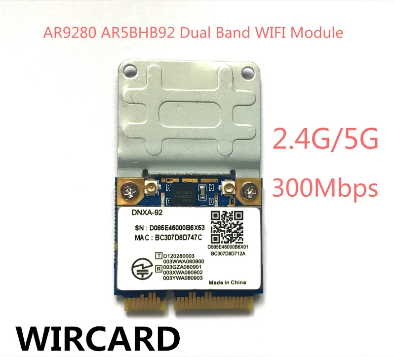 AR9280 AR5BHB92 Двухдиапазонная 2,4 ГГц и 5 ГГц 802.11a/b/g/n 300Mbp беспроводная wifi Мини карта pci-e