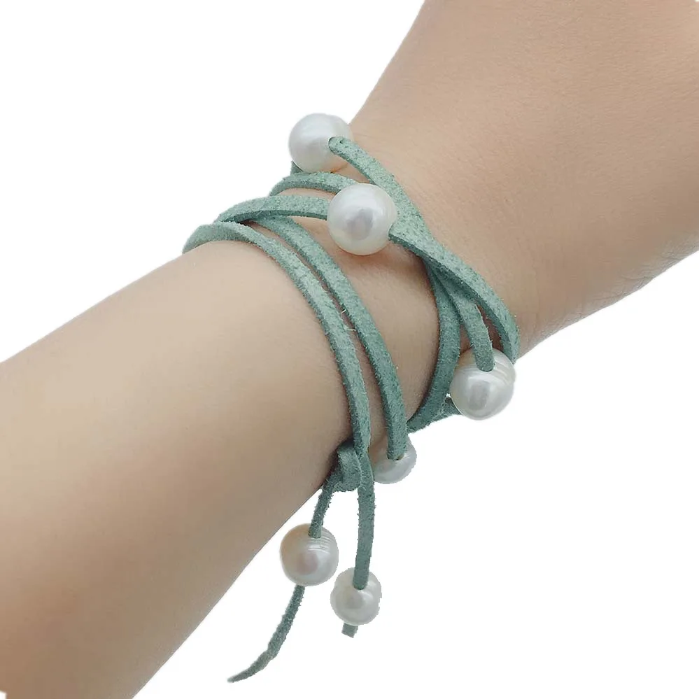 LJHMY Natural Genuine Freshwater Potato Pearl Fringe Wrap Bracelet Long Suede Soft Real Pearls Beads Bracelets Women For Summer | Украшения