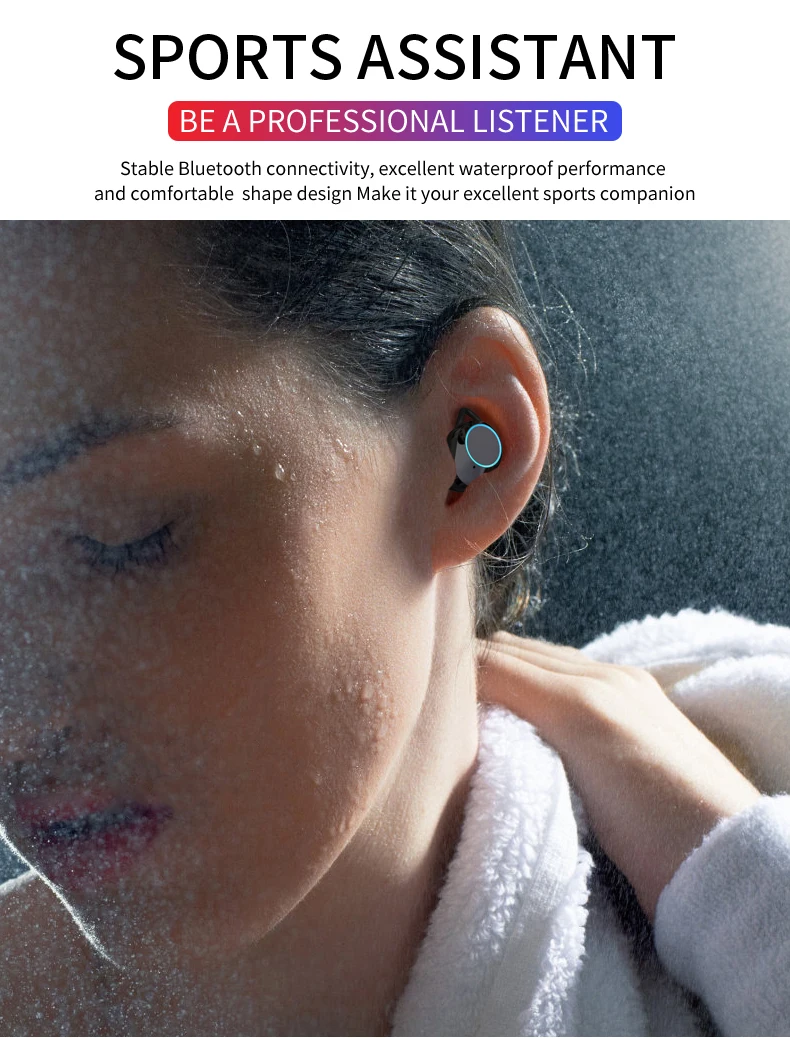 Светодиодный bluetooth-наушник с дисплеем питания высшего класса, настоящая беспроводная водонепроницаемая гарнитура, сенсорные наушники с регулировкой громкости, чехол для большой зарядки