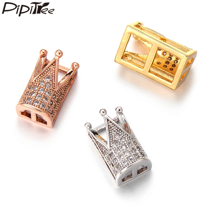 Pipitree модный белый Фианит циркон корона бусины амулеты подходит для сетчатого