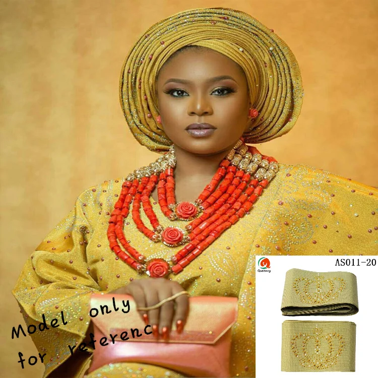Африканский головной убор ASO OKE с камнями цельный женский шарф для обертывания