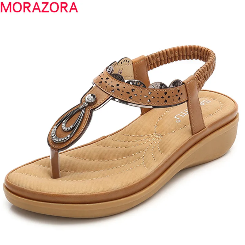 MORAZORA/2020 Новое поступление Женские босоножки без шнуровки Летняя обувь Пляжные