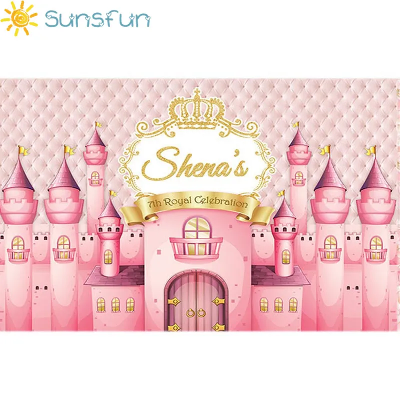 Розовый фон для студийной фотосъемки с изображением замка мечты Sunsfun 7x5 футов