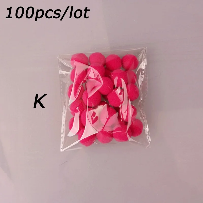 K 100 шт./лот, 15 мм цвета, шерстяные фетровые шары, круглые помпоны для девочек, самодельные вечерние украшения, цветные аксессуары 8C1952 - Цвет: K