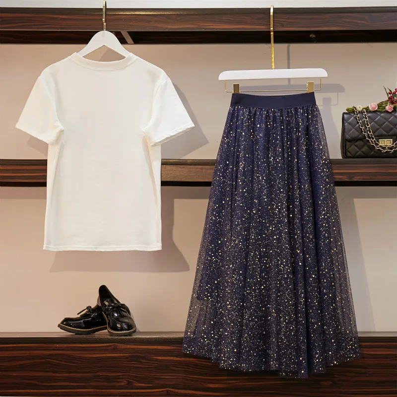 Летние комплекты из двух предметов 2020 для женщин большие размеры корейские