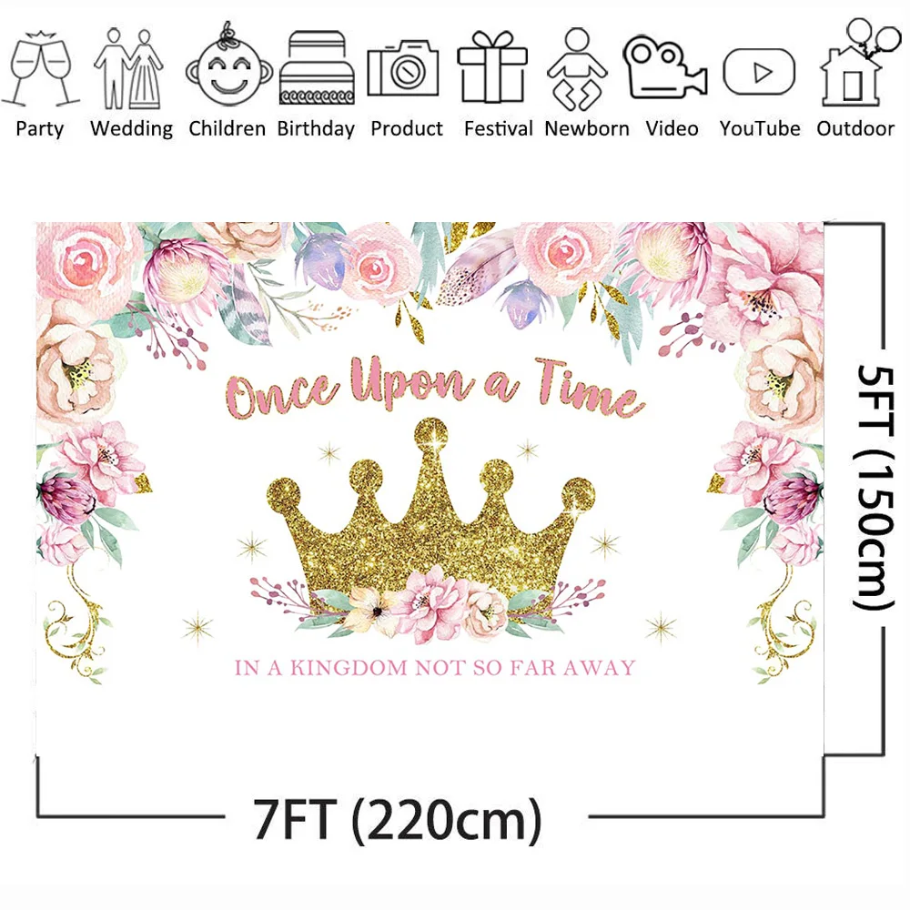 Фон Once Upon a Time для фотосъемки с короной весенним цветком фон фотобудки студийная