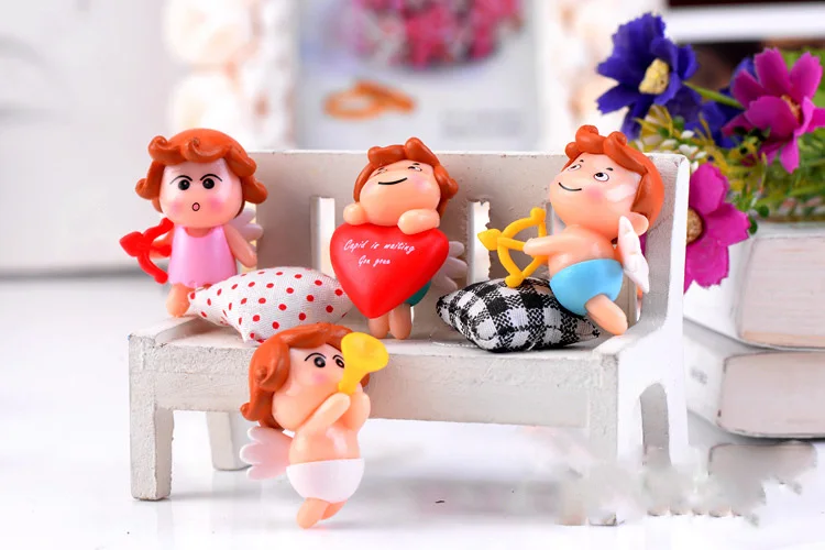 Love Cupid фигуры ангелов Свадебная фотостатуя животных миниатюрный мох микро