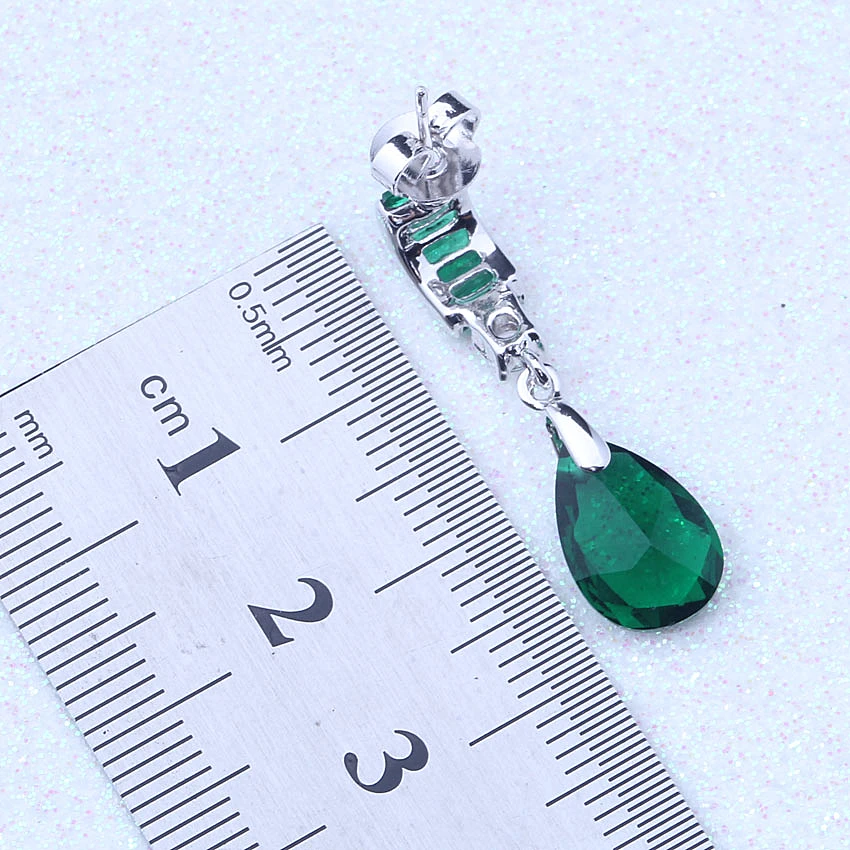 Женские серьги подвески серебряного цвета с зелеными кристаллами|dangle drop earings|dangle