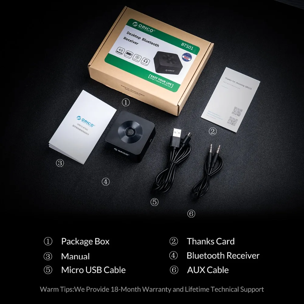 Беспроводной Bluetooth-адаптер ORICO 4 0 3 5 мм на 2 RCA AUX аудио музыкальный адаптер для