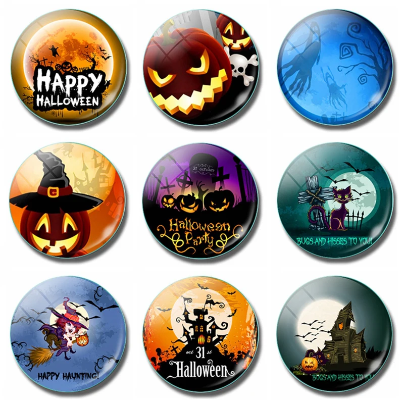 30 мм магнит на холодильник Happy Haunting ведьма Тыква стеклянный купол магнитные