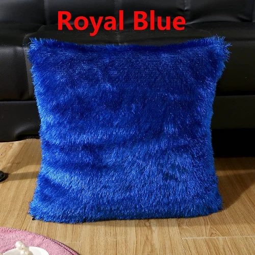 royal blue 1 шт., мягкая плюшевая квадратная однотонная поясная подушка, чехол, сделай сам, декоративная наволочка для подушки, 42 см, наволочка с помпонами - Цвет: royal blue