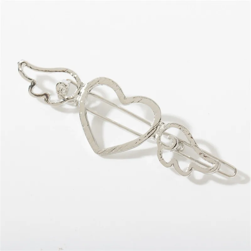 Фэшн Корейские Love Wings Заколки для волос из металла Сердце Волосы Барреты Девушки Женщины Аксессуары Держатель Сторонний клип Подарок на.