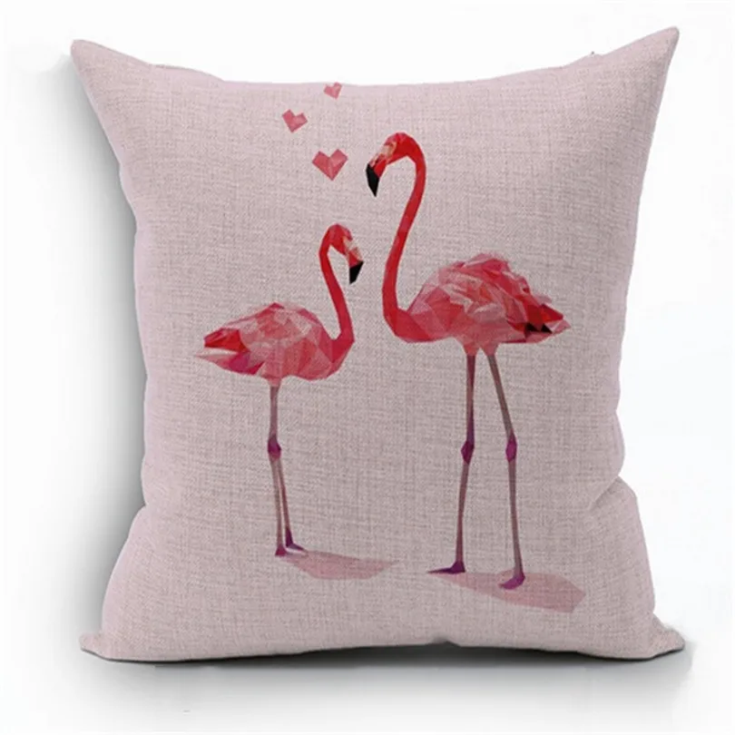 2017 Roman Cotton Linen Pillow Cover Chair Seat Waist Square Decorative Flamingo Pattern Pillowcase Home Cushion Living 45*45cm | Дом и сад