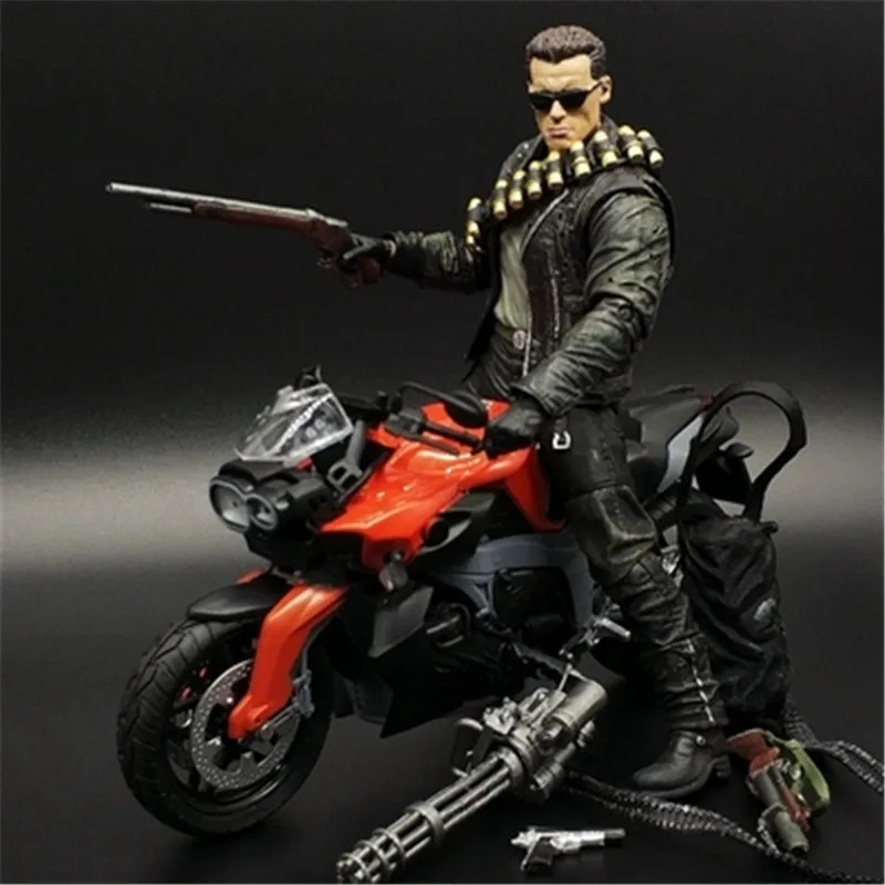 Аниме Терминатор T800 Future Warrior Arnold Schwarzenegger Сплав мотоцикл ПВХ фигурка Коллекция Модель игрушки G2438