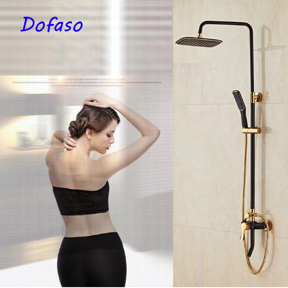 

Dofaso antique gold black bath shower faucet retro bath Golden shower set antique gold shower set bathroom black
