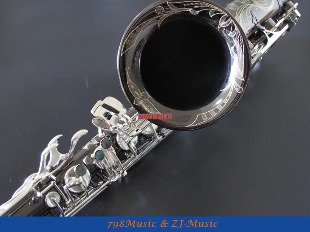 Черный никелевый корпус и серебряные ключи тенор саксофон Sax Bb ключ высокий F