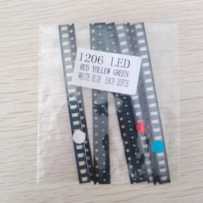 100pcs=5colors x 20pcs 5050 5730 1210 1206 0805 0603 LED Diode Assortment  SMD LED Diode Kit Green/ RED / White / Blue / Yellow
