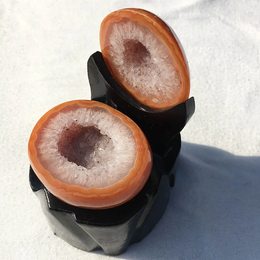 80mm Высокое качество натуральный агат геодный минеральный камень агат Cornucopia грубая агат сердолик Drusy Кластерные орнаменты и деревянная подставка - Цвет: 80mm