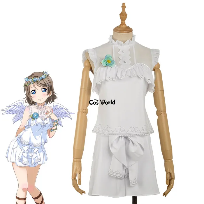 Love Live Sunshine Aqours Watanabe You Angel белые шифоновые топы без рукавов шорты Униформа костюмы