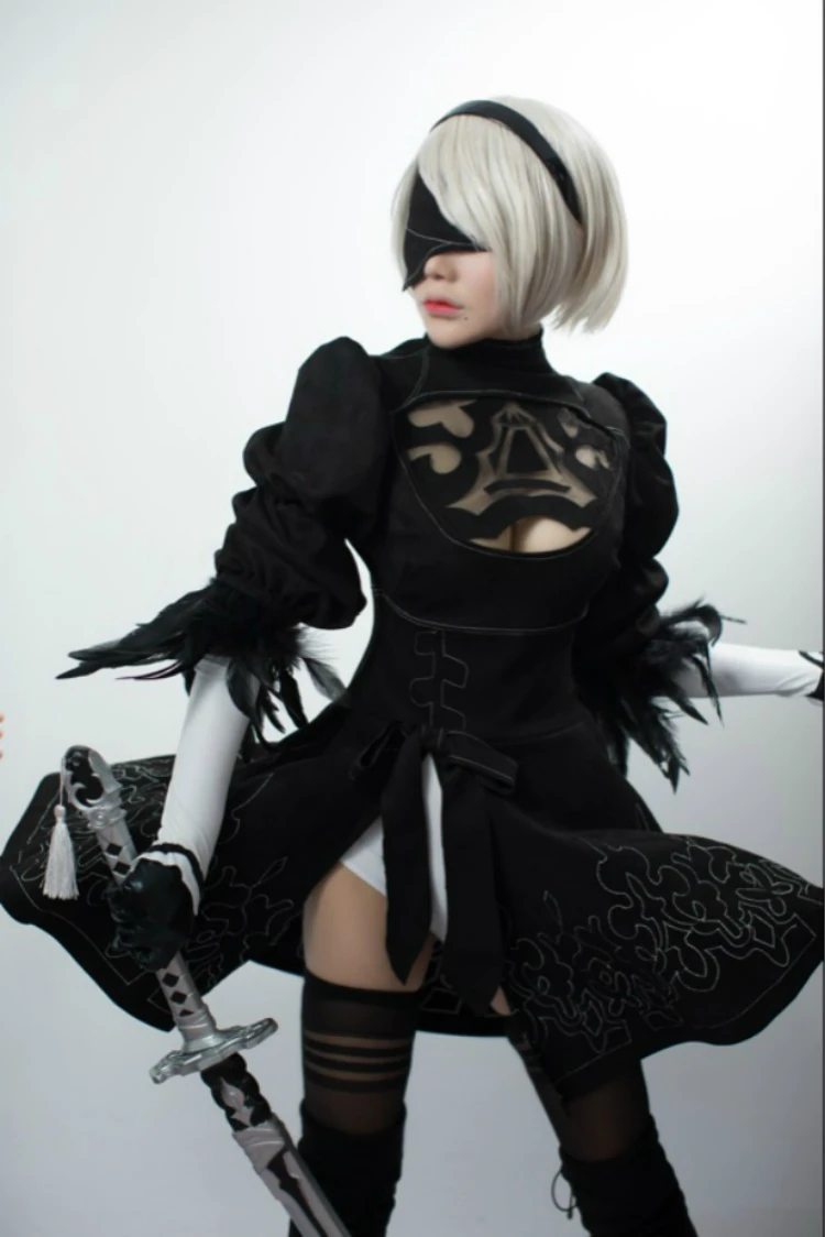 Хэллоуин НИС: Automata 2B YoRHa NO.2 Тип B женский косплей черная кожа Косплей Костюм Аниме