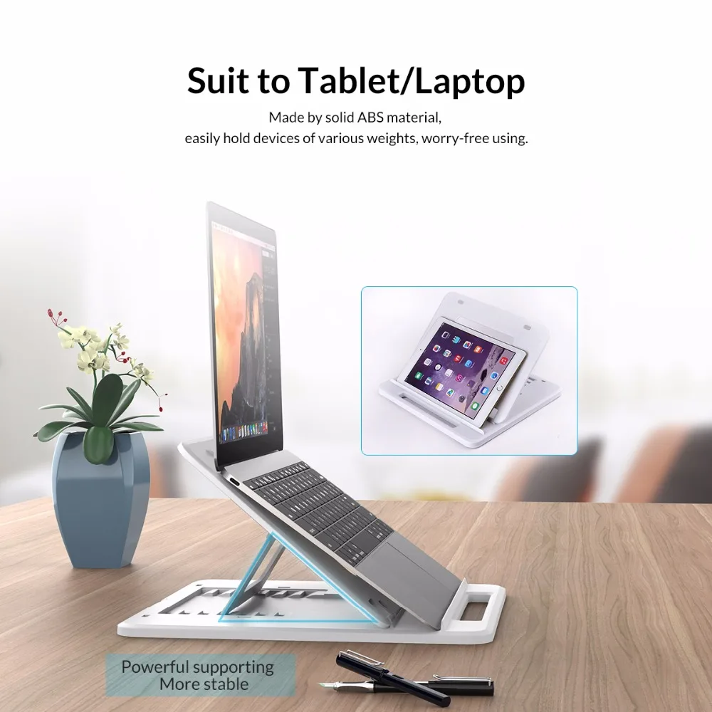 ORICO Tablet/Laptop Holder 7 Angles Adjustable Anti skid Silicone Hollow Heat dissipation Portable Design White/Black/Gray|Подставка для