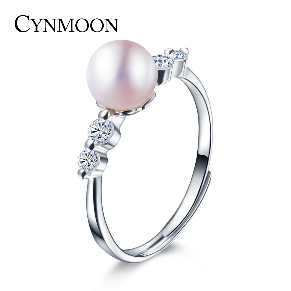 2017 Мода 7 8 мм естественный пресноводный белый жемчуг кольцо Юбилей подарок на