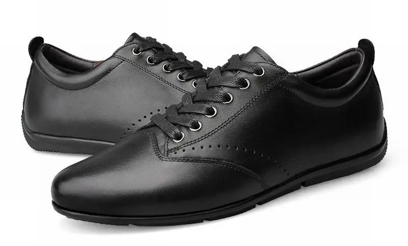 Мужская повседневная обувь из натуральной кожи цвет черный коричневый на