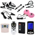 Электро шок Анальные вибраторы комплект, стимуляция пениса клетка кольцо Анальная пробка сосок зажимы Массажная клетка для точки G вибратор секс-игрушки