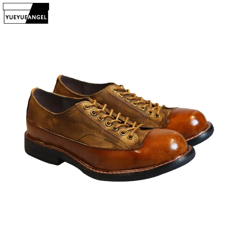 Ботинки мужские кожаные из натуральной коровьей кожи с круглым носком в стиле