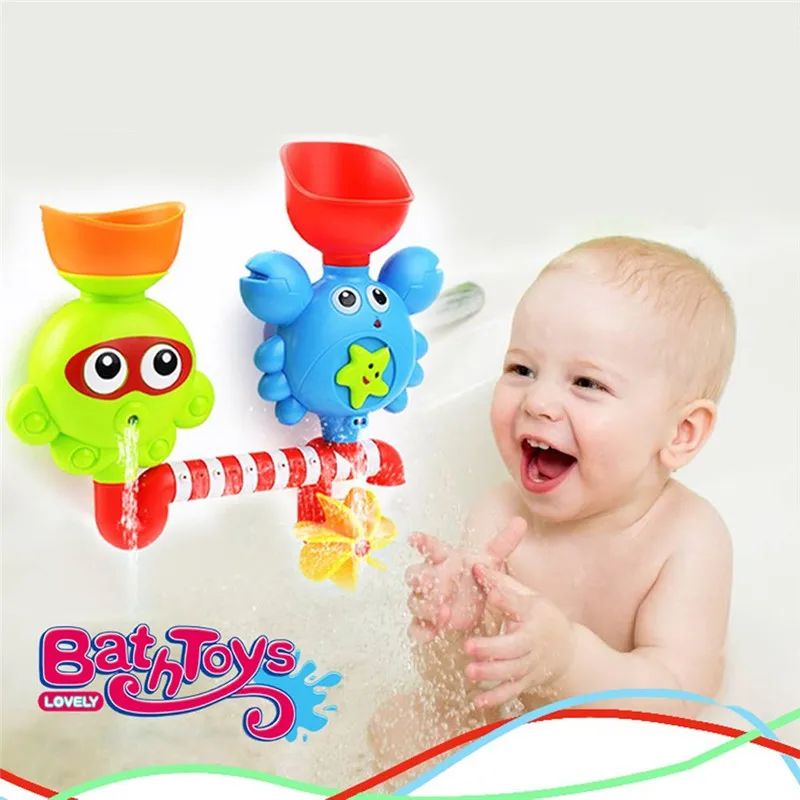 Водопад водная станция Ванна игрушка-Ванна игрушка с двумя штабелируемыми чашками фонтан вода душ игрушка для детей Дети