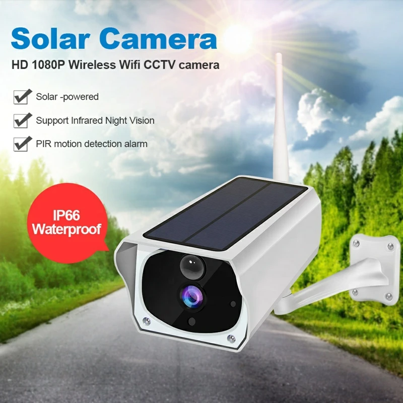 Охранная CCTV IP камера наружная Солнечная PoweredLow Power перезаряжаемая батарея ночного