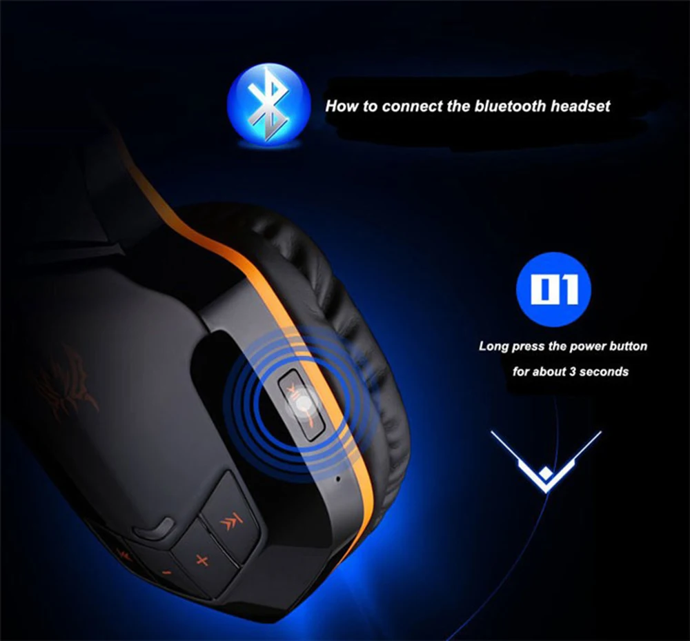 KOTION EACH B3505 беспроводные Bluetooth наушники игровые гарнитуры PC Gamer наушники с микрофоном светодиодный светильник для смартфонов