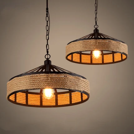 Подвесные светильники в сельском стиле из пеньковой веревки. Ручной стержень для