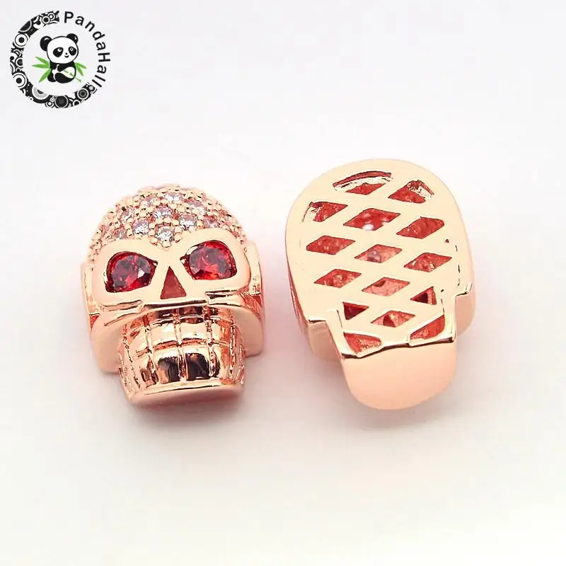 Модные латунные Полые бусины с микрозакрепкой и кубическим цирконием Череп