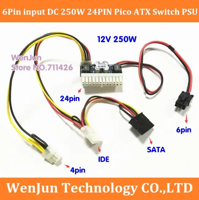 Módulo de Alimentação Pci-e 6pin com Entrada de 24pin Módulo de Alimentação Scom c Pico Psu Automóvel Mini Itx Módulo de Alimentação de Alto Formato Itx z1 Novo Cabos de computador e conectores