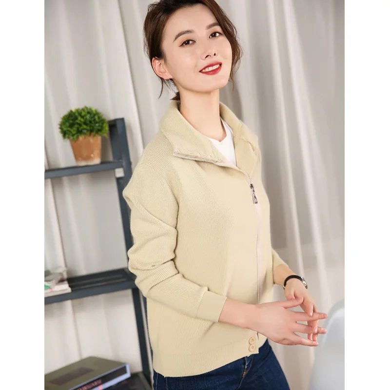 2019 осень зима Новый кардиган с горловиной женский кашемировый свитер Slim Fit Одежда