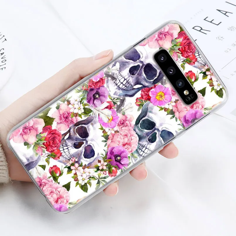 С изображением цветочного сахарного черепа телефона чехол s для samsung Galaxy S10e S10 плюс S8 S9 плюс S6 S7 край A40 A50 A70 M20 чехол Coque