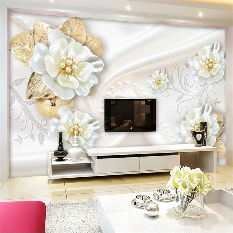 Wellyu красивый 3D цветок Европейский ТВ фон Большое Настенное панно на заказ