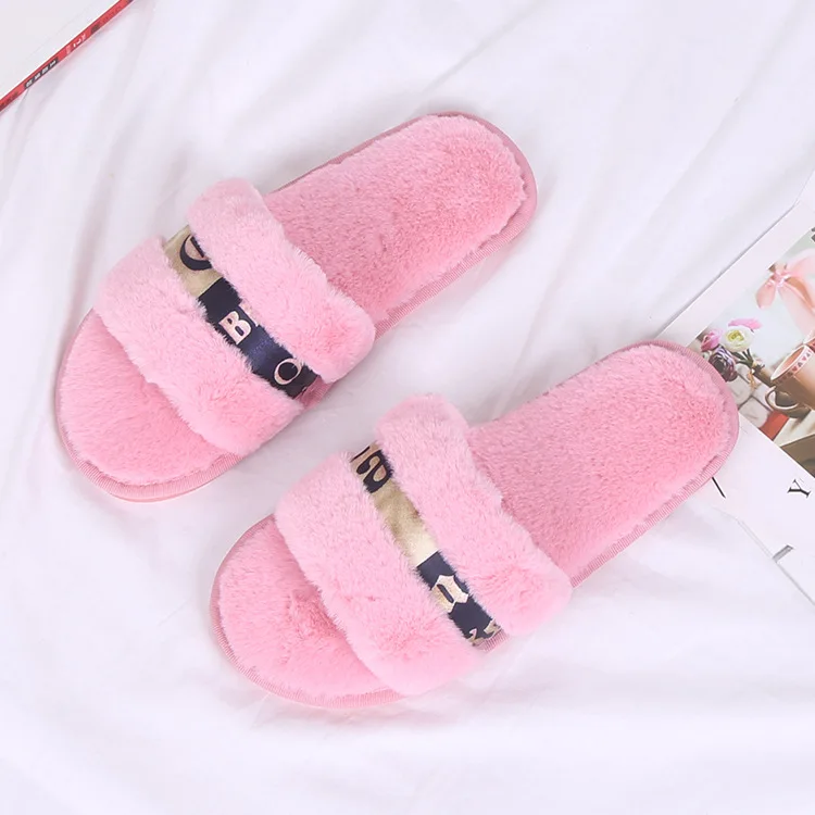 Pink Женские тапочки; зимние домашние тапочки; домашняя обувь для женщин; дизайнерские женские тапочки на плоской подошве; chinelo masculino adulto - Цвет: Pink