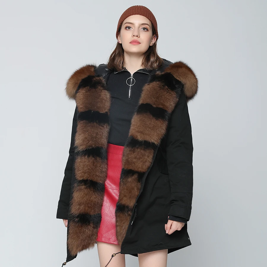 OFTBUY/2021 зимняя куртка Женское пальто с натуральным мехом длинная парка на утином