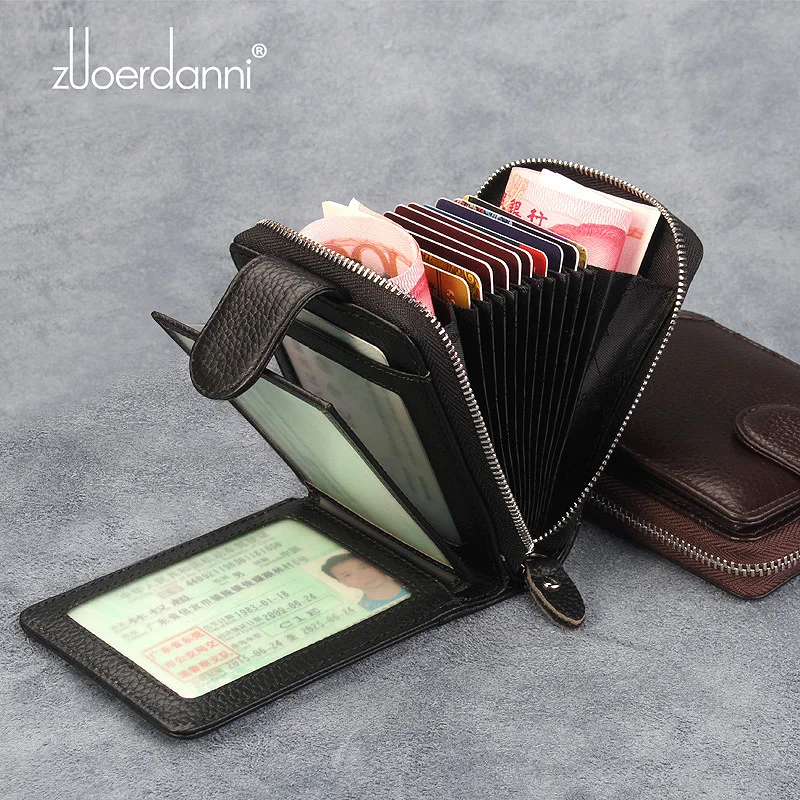 Кожаная сумка для водительских прав на молнии с несколькими отделениями карт |